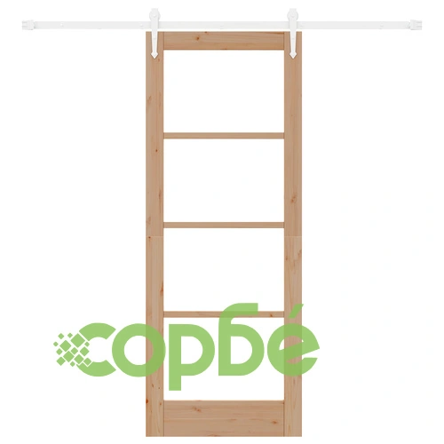 Плъзгаща врата с комплект за монтаж ОРКДАЛ 78x202x4 см от масивно борово дърво със стъкло ➤ топ цена ➤ sorbe.bg