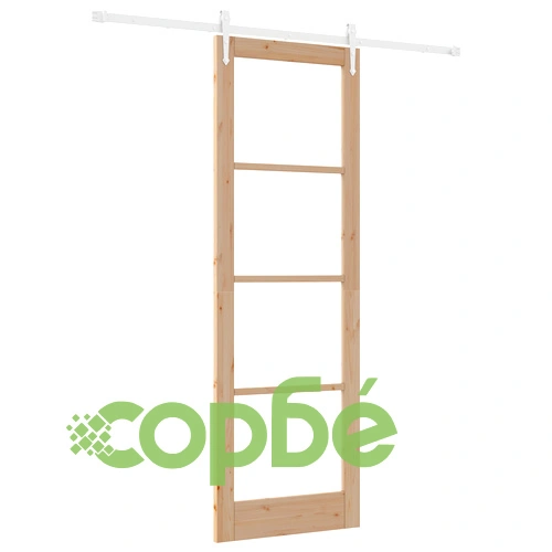 Плъзгаща се врата от масивно борово дърво 78x232 см с комплект хардуер и стъкло ОРКДАЛ ➤ топ цена ➤ sorbe.bg