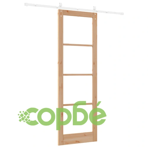 Плъзгаща се врата от масивно борово дърво 78x232 см с комплект хардуер и стъкло ОРКДАЛ ➤ топ цена ➤ sorbe.bg