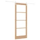 Интериорна плъзгаща врата със стъкло ОРКДАЛ 83x211x4 см от масивна борова дървесина с комплект хардуер