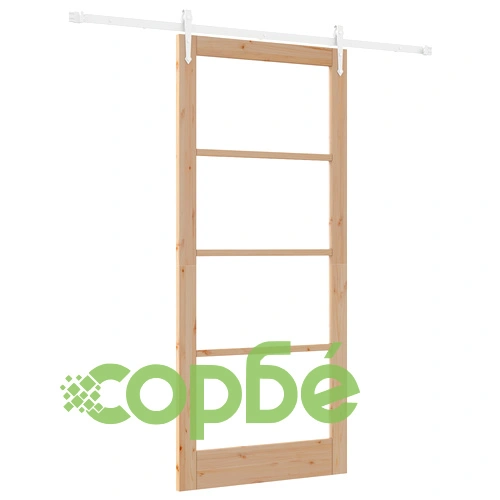 Плъзгаща врата ОРКДАЛ 93x211 см от масивна борова дървесина със стъкло и комплект аксесоари ➤ топ цена ➤ sorbe.bg