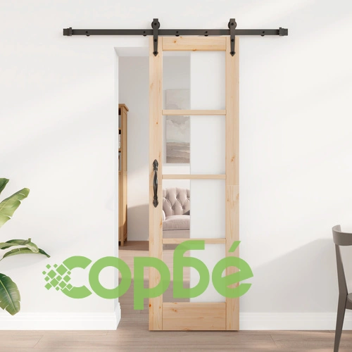 Плъзгаща Врата ORKDAL от Масивна Борова Дървесина с Комплект Аксесоари 61x198.5 см ➤ топ цена ➤ sorbe.bg