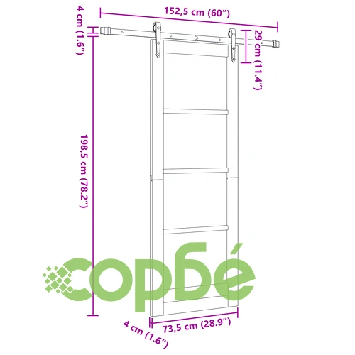 Плъзгаща Врата ORKDAL с Комплект Хардуер, Бяла, 73.5x198.5 см, Дървена ➤ топ цена ➤ sorbe.bg