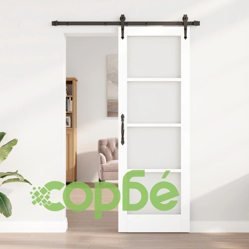 Плъзгаща врата ORKDAL от естествено дърво с комплект оборудване, бяла, 73.5x211 см ➤ топ цена ➤ sorbe.bg