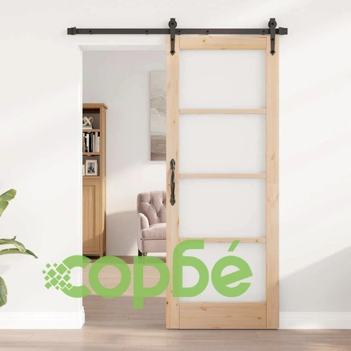 Плъзгаща врата ORKDAL с релсов механизъм 78x202 см борово дърво и метал ➤ топ цена ➤ sorbe.bg