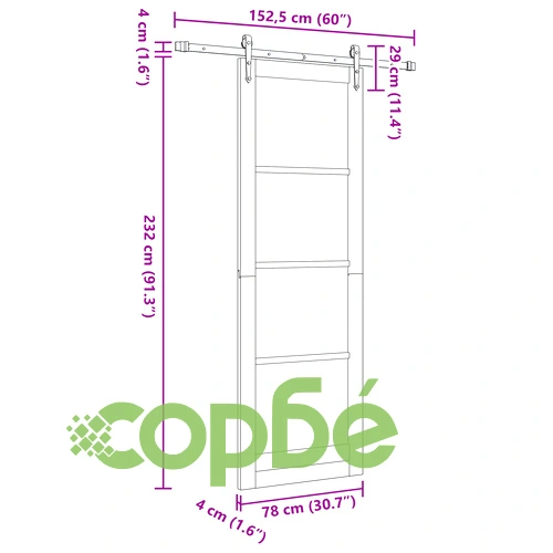 Плъзгаща Врата от Естествено Дърво с Комплект за Монтаж - Бяла 78x232 см ➤ топ цена ➤ sorbe.bg