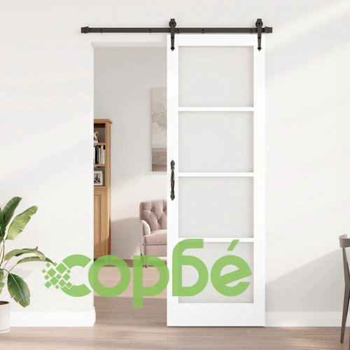 Плъзгаща Врата от Естествено Дърво с Комплект за Монтаж - Бяла 78x232 см ➤ топ цена ➤ sorbe.bg