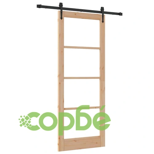 Плъзгаща врата ORKDAL с релсов комплект 83x211 см дърво и метал кафява ➤ топ цена ➤ sorbe.bg