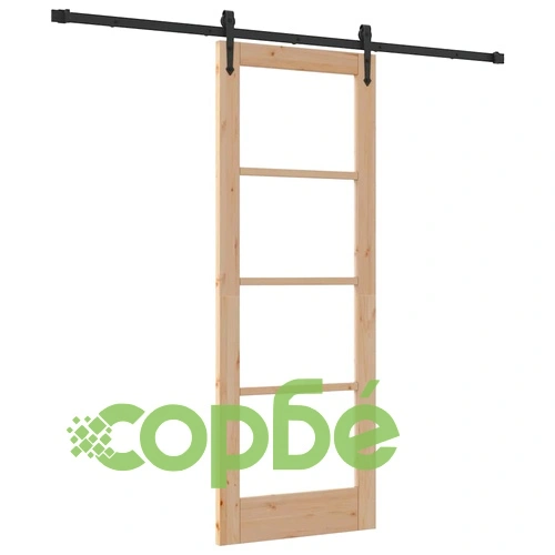 Плъзгаща врата ORKDAL с релса 73.5x198.5 см борово дърво и метал ➤ топ цена ➤ sorbe.bg