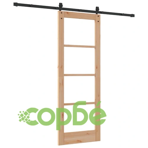 Плъзгаща врата ORKDAL с релса 73.5x198.5 см борово дърво и метал ➤ топ цена ➤ sorbe.bg