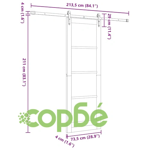 Плъзгаща врата ORKDAL с хардуер комплект 73.5x211 см дърво и метал ➤ топ цена ➤ sorbe.bg