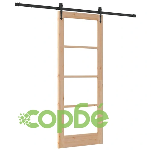 Плъзгаща врата ORKDAL с релсов комплект 78x202 см борово дърво кафяв цвят ➤ топ цена ➤ sorbe.bg