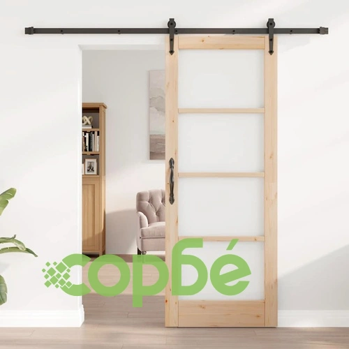 Плъзгаща врата ORKDAL с релсов комплект 78x202 см борово дърво кафяв цвят ➤ топ цена ➤ sorbe.bg