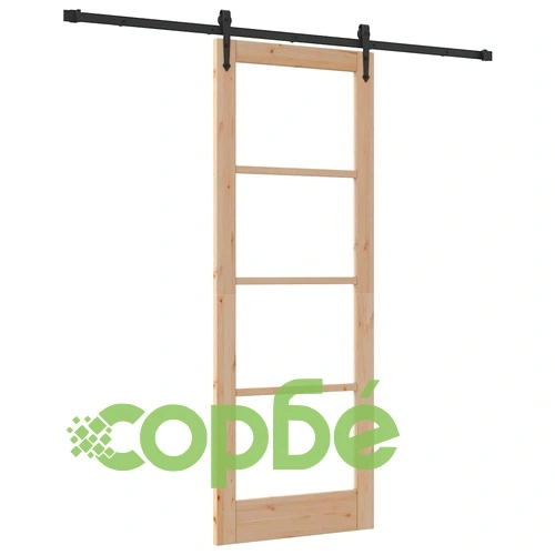 Плъзгаща врата ORKDAL с комплект релси 78x211 см борово дърво и метал ➤ топ цена ➤ sorbe.bg