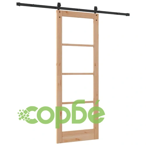 Плъзгаща врата ORKDAL с комплект релси 78x211 см борово дърво и метал ➤ топ цена ➤ sorbe.bg