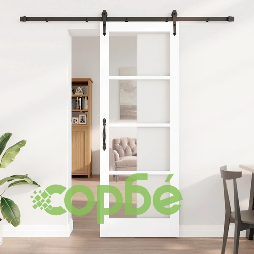 Плъзгаща интериорна врата ORKDAL с релса, Бяла, 78x211x4 см, Дървена със стъкло ➤ топ цена ➤ sorbe.bg