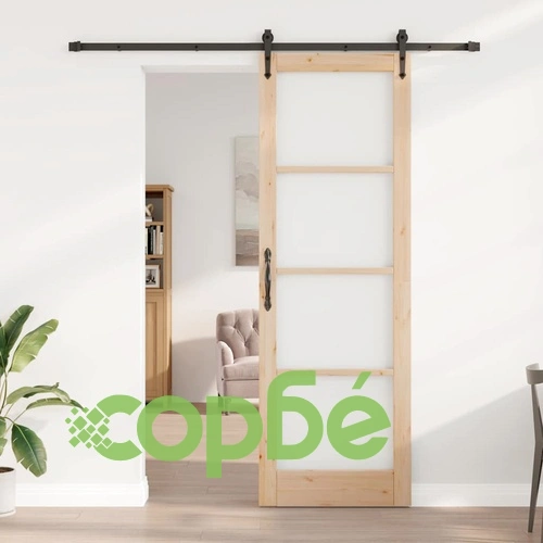 Плъзгаща врата ORKDAL с монтажен комплект 78x232 см борово дърво ➤ топ цена ➤ sorbe.bg