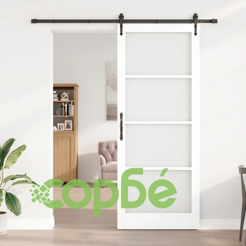 Плъзгаща се врата ORKDAL с комплект за механизъм, бяла, 93x232 см, инженерна дървесина ➤ топ цена ➤ sorbe.bg