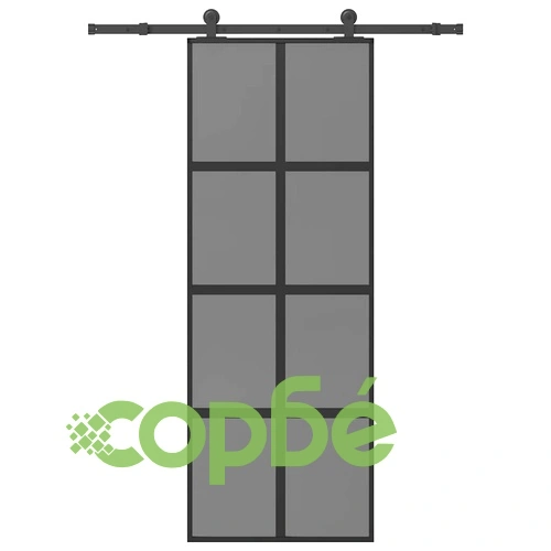 Плъзгаща се врата от закалено стъкло и алуминий с обков 76x205 см, черна ➤ топ цена ➤ sorbe.bg
