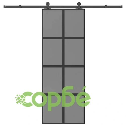 Плъзгаща се врата от закалено стъкло и алуминий 76x205 см с обков, черна ➤ топ цена ➤ sorbe.bg
