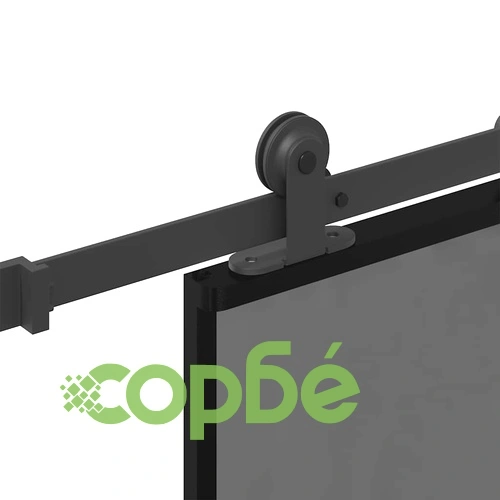 Плъзгаща се врата от закалено стъкло и алуминий 76x205 см с обков, черна ➤ топ цена ➤ sorbe.bg