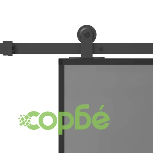 Плъзгаща се врата от закалено стъкло и алуминий 76x205 см с обков, черна ➤ топ цена ➤ sorbe.bg