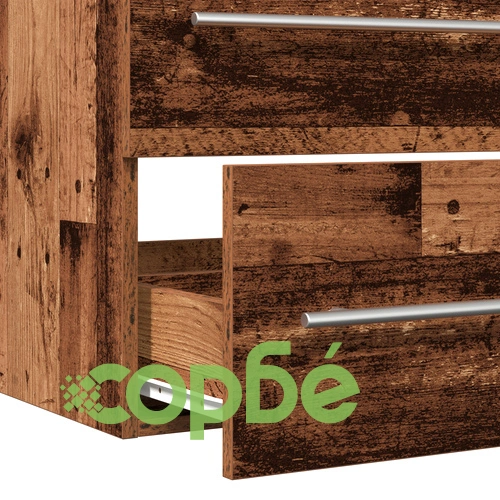 Шкаф за баня с вградена мивка от стара дървесина, 2 чекмеджета ➤ топ цена ➤ sorbe.bg