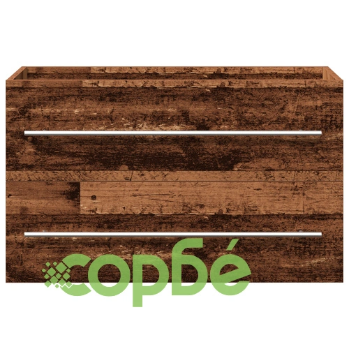 Шкаф за баня с вградена мивка от стара дървесина, 2 чекмеджета ➤ топ цена ➤ sorbe.bg