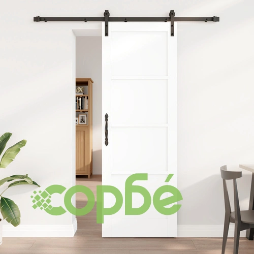 Плъзгаща врата от масивен бор с комплект за монтаж, бяла, 73.5x211 см ➤ топ цена ➤ sorbe.bg