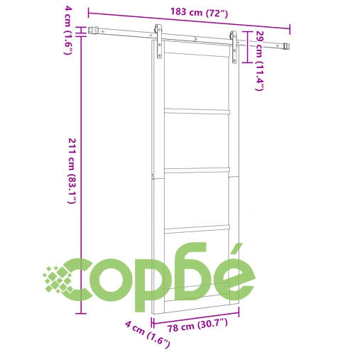 Плъзгаща Врата ORKDAL 78x211x4 см от Масивен Бор с Комплект Хардуер ➤ топ цена ➤ sorbe.bg