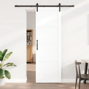 Плъзгаща Врата ORKDAL с Комплект Механизми, Бяла 78x232 см, Масивна Иглолистна Дървесина