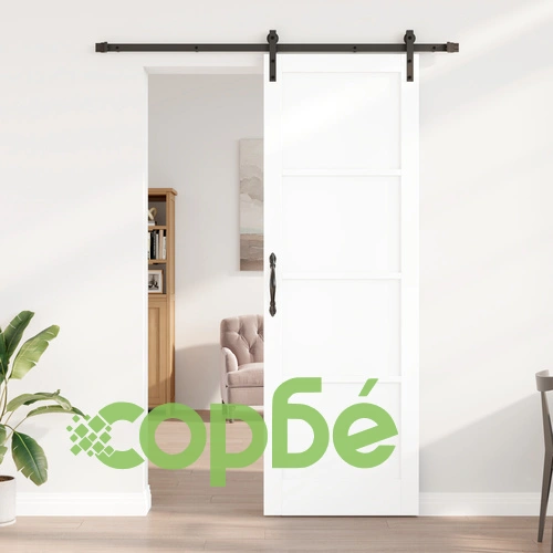 Плъзгаща Врата ORKDAL с Комплект Механизми, Бяла 78x232 см, Масивна Иглолистна Дървесина ➤ топ цена ➤ sorbe.bg