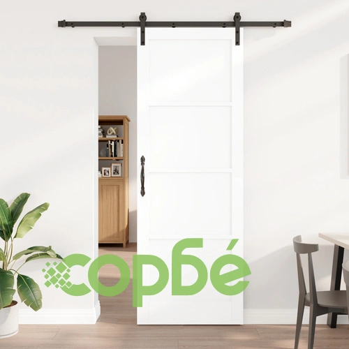 Плъзгаща Врата ORKDAL с Комплект за Монтаж, Бяла 83x232 см, Масивно Борово Дърво ➤ топ цена ➤ sorbe.bg