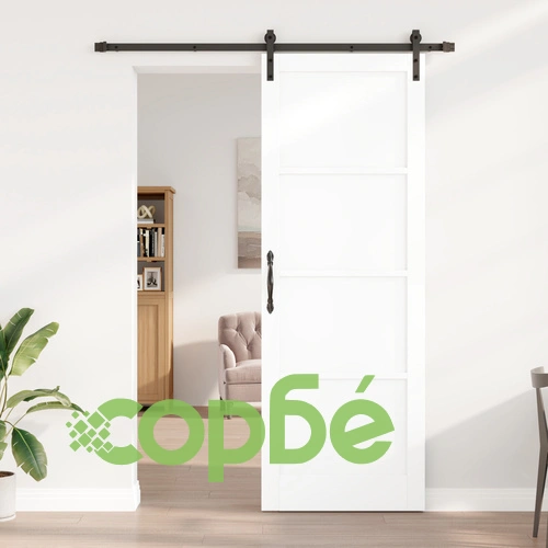 Плъзгаща Врата ORKDAL с Комплект за Монтаж, Бяла 83x232 см, Масивно Борово Дърво ➤ топ цена ➤ sorbe.bg