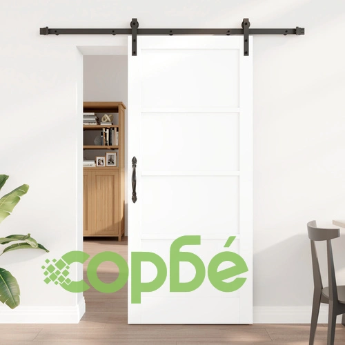 Плъзгаща врата от масивна борова дървесина, комплект от 2 бр., бяла и черна, 86x198.5 см ➤ топ цена ➤ sorbe.bg