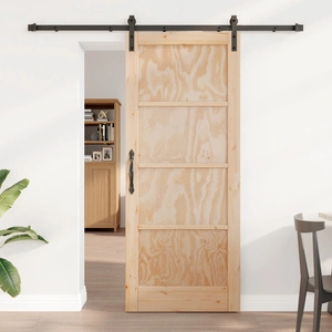 Плъзгаща врата от масивно борово дърво с комплект за монтаж 83x202x4 см ORKDAL