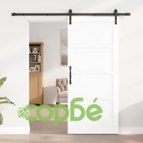 Плъзгаща врата ОРКДАЛ от масивно дърво бор с монтажен комплект, бяла 86x198.5x4 см ➤ топ цена ➤ sorbe.bg