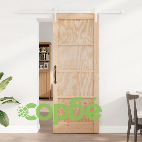 Плъзгаща врата от масивна борова дървесина 78x202 см с хардуерен комплект ➤ топ цена ➤ sorbe.bg