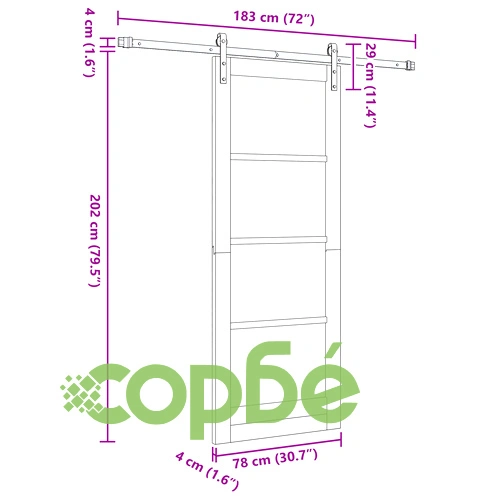 Плъзгаща врата от масивна борова дървесина 78x202 см с хардуерен комплект ➤ топ цена ➤ sorbe.bg