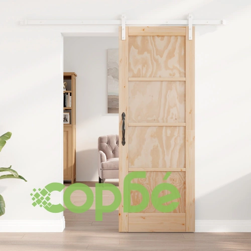 Плъзгаща врата ORKDAL с комплект за монтаж 73.5x198.5x4 см от масивно борово дърво ➤ топ цена ➤ sorbe.bg