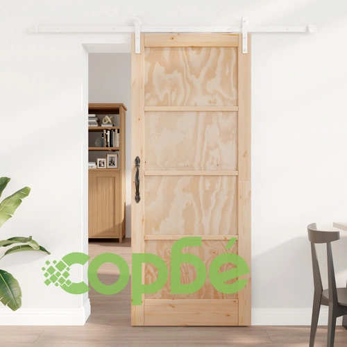 Плъзгаща се врата от масивно борово дърво с комплект оборудване 83x202x4 см ORKDAL ➤ топ цена ➤ sorbe.bg