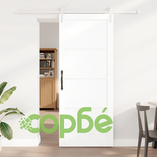 Плъзгаща се врата ОРКДАЛ с комплект за монтаж, бяла, 86x211x4 см, масивно борово дърво ➤ топ цена ➤ sorbe.bg