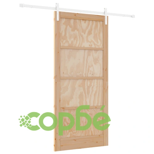 Плъзгаща се врата от масивно борово дърво с комплект хардуер 93x202 см, Вътрешна врата ➤ топ цена ➤ sorbe.bg