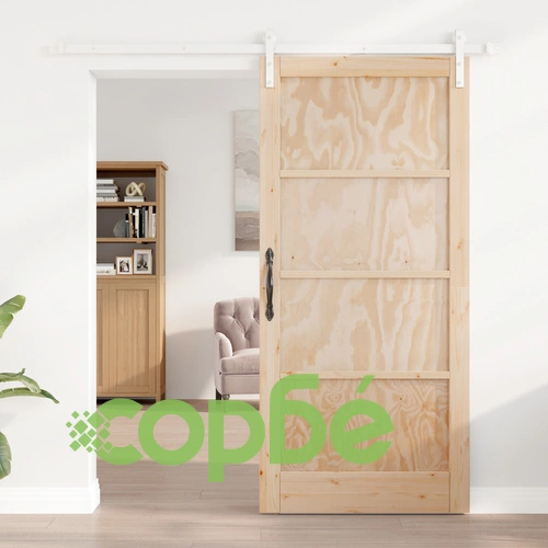 Плъзгаща се врата от масивно борово дърво с комплект хардуер 93x202 см, Вътрешна врата ➤ топ цена ➤ sorbe.bg
