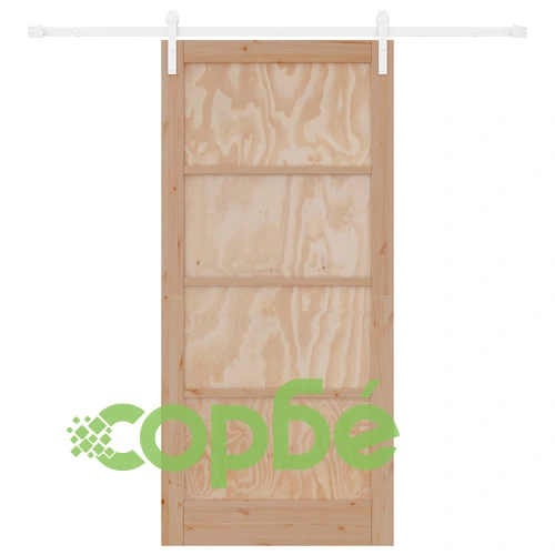 Плъзгаща се врата от масивно борово дърво с комплект хардуер 93x202 см, Вътрешна врата ➤ топ цена ➤ sorbe.bg