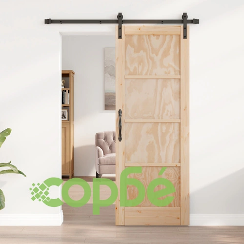 Плъзгаща Врата от Масивна Борова Дървесина с Комплект за Монтаж 73.5x198.5 см ➤ топ цена ➤ sorbe.bg