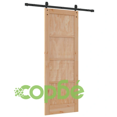 Плъзгаща Врата от Масивна Борова Дървесина с Комплект за Монтаж 73.5x198.5 см ➤ топ цена ➤ sorbe.bg