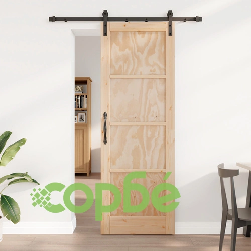 Плъзгаща врата от масивно борово дърво с комплект хардуер 73.5x211 см ➤ топ цена ➤ sorbe.bg