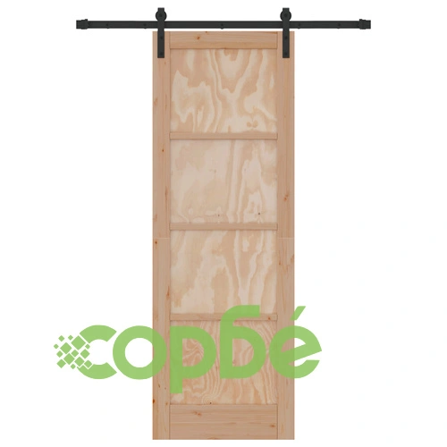 Плъзгаща врата от масивно борово дърво с комплект хардуер 73.5x211 см ➤ топ цена ➤ sorbe.bg