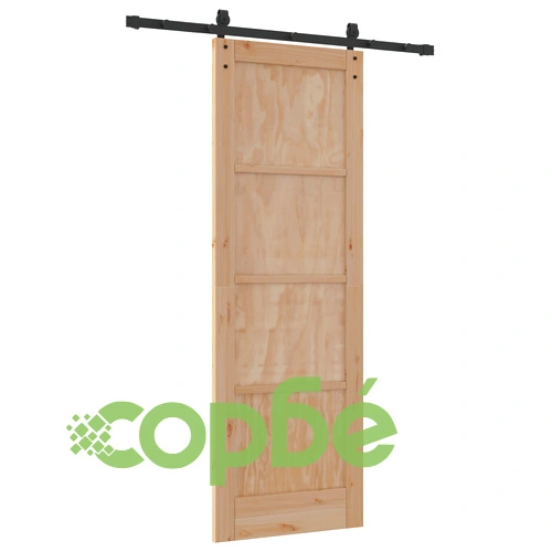 Плъзгаща врата от масивно борово дърво с комплект хардуер 73.5x211 см ➤ топ цена ➤ sorbe.bg